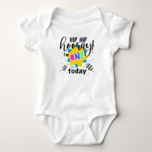 Färgglatt ettårsjubileum för baby - ärmlös body