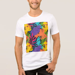 Färgglatt exotiskt tropiskt bladsmönster t shirt