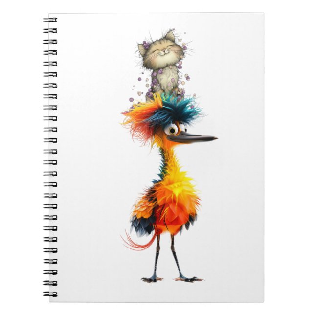 Färgglatt Fågel Spiralblock, Whimsical Fågel Kärle Anteckningsbok (Framsidan)