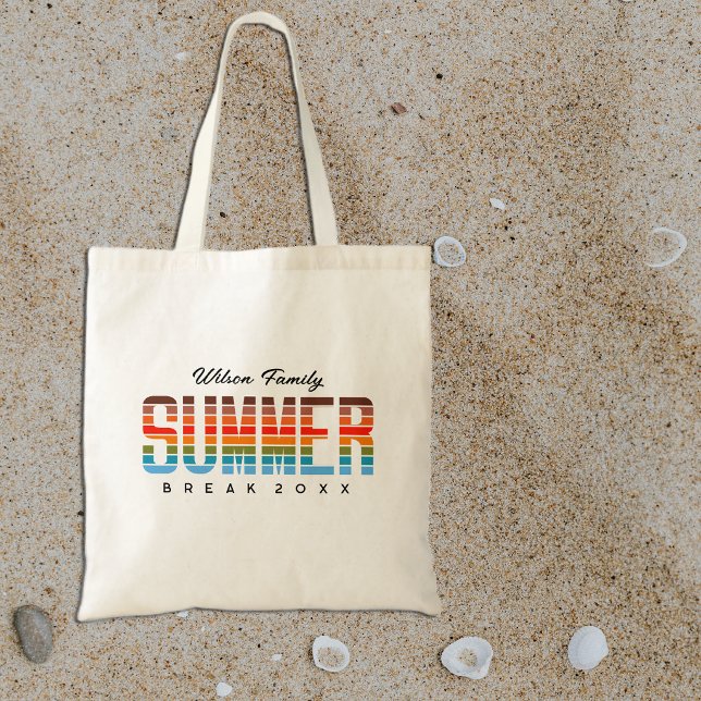 Färgglatt Familj Sommar Solnedgång Strand Semester Tygkasse (Skapare uppladdad)