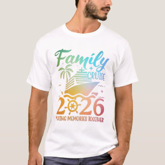 Färgglatt familjekryssning 2026 Semester Matchande T Shirt