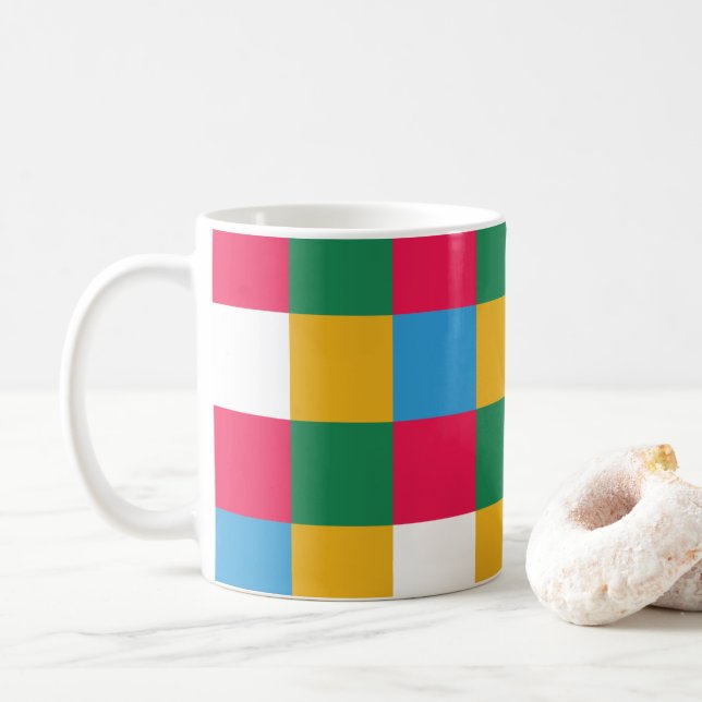Färgglatt Festivt Schackbräde Kaffemugg (Med munk)