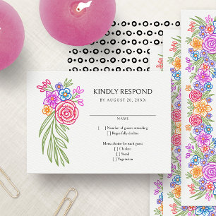 Färgglatt Fiesta Blommig Bröllop OSA Kort