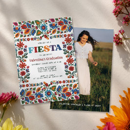 Färgglatt Fiesta Blommig Foto Examenfirande Inbjudningar