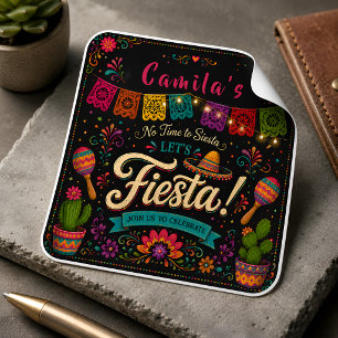 Färgglatt Fiesta Födelsesticker för Flickor Fyrkantigt Klistermärke