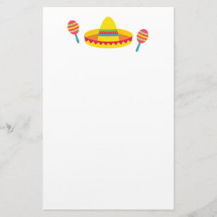 Färgglatt Fiesta Sombrero Hatt Maracas Brevpapper