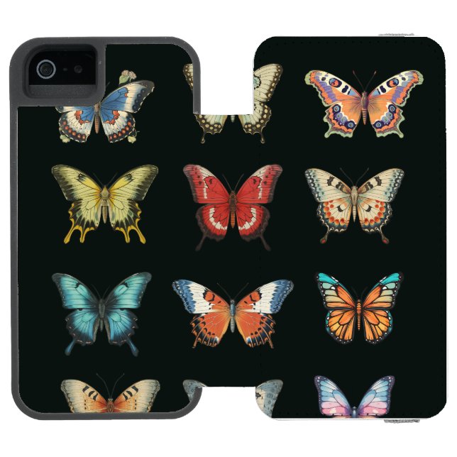 Färgglatt Fjäril iPhone Plånboksetui Incipio iPhone Wallet Skal (Folio Öppen)