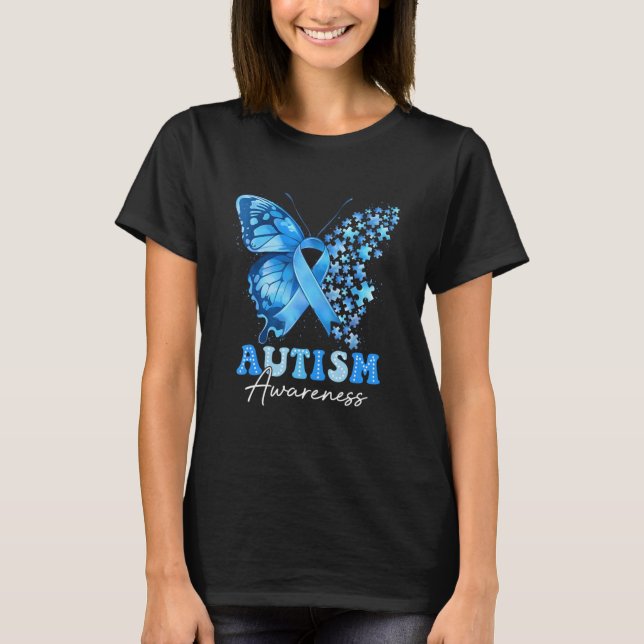 Färgglatt Fjärilspussel T Shirt (Framsida)