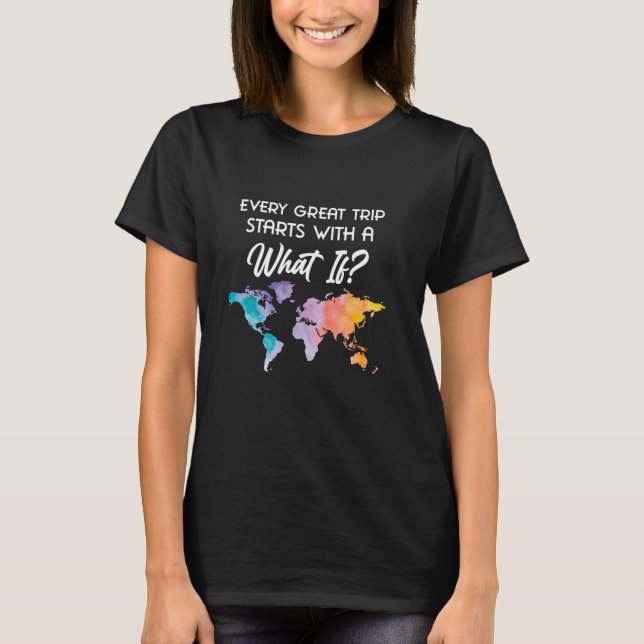 Färgglatt Flygplans Reskarta Minne - Cool World T Shirt (Framsida)