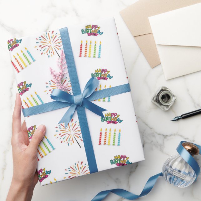 Färgglatt födelsedagsljus inpackningspapper  presentpapper (Gifting)