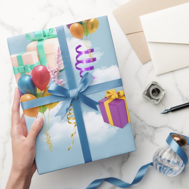 Färgglatt Födelsedagspresenter & Ballonger Mönster Presentpapper (Gifting)