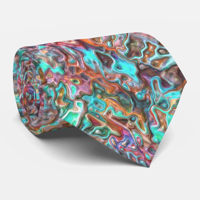 Färgglatt Funky Roligt 3D Oskärpa Våg Mönster Slips (Rullad)