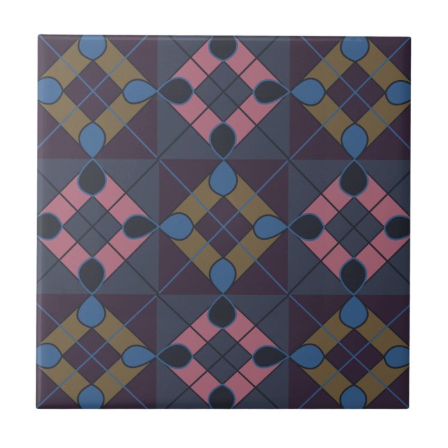 Färgglatt geometriskt diamantmönster kakelplatta (Framsidan)