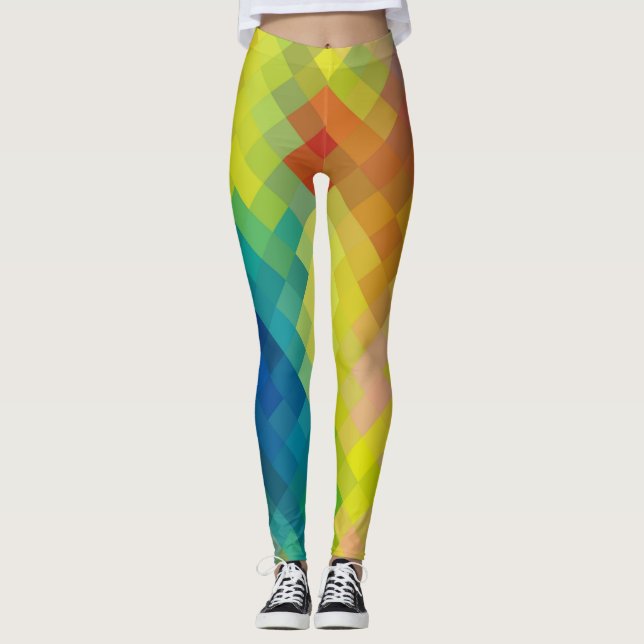 Färgglatt geometriskt modernt diamantmönster #17 leggings (Framsida)