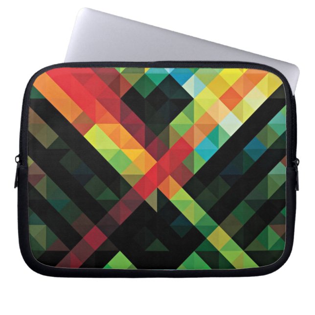 Färgglatt geometriskt mosaikmönster laptop sleeve (Framsidan)