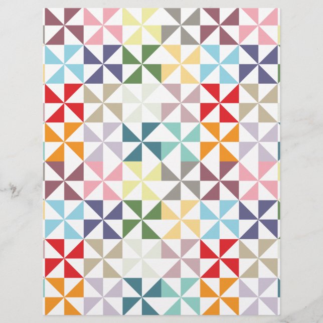 Färgglatt geometriskt pinwheel- skrapbokspapper (Framsida)