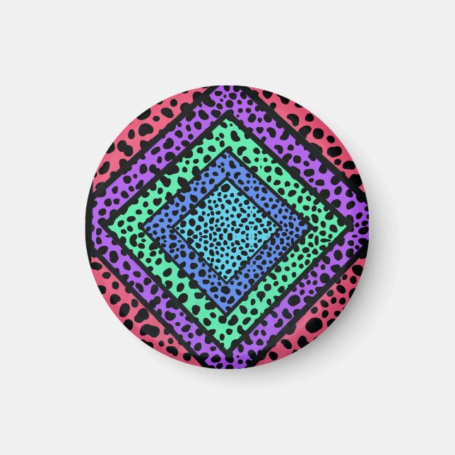 Färgglatt Geometriskt Regnbåge Gepard Djurtryck Magnet (Framsidan)