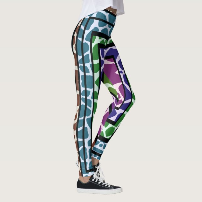 Färgglatt Geometriskt Regnbåge Giraff Djurtryck Leggings (Höger)