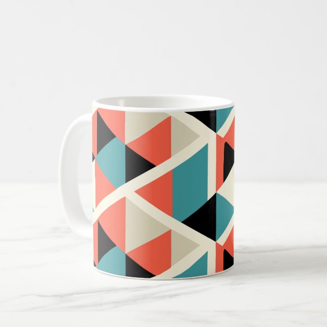 Färgglatt geometriskt triangelmönster kaffemugg (Framsida vänster)