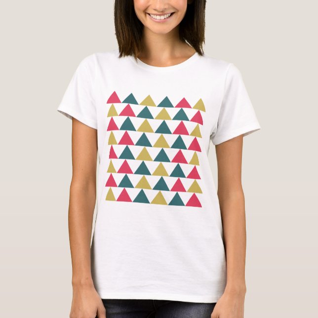 Färgglatt geometriskt triangelmönster t shirt (Framsida)
