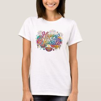 Färgglatt Glad Diwali-festivaltypografi T Shirt