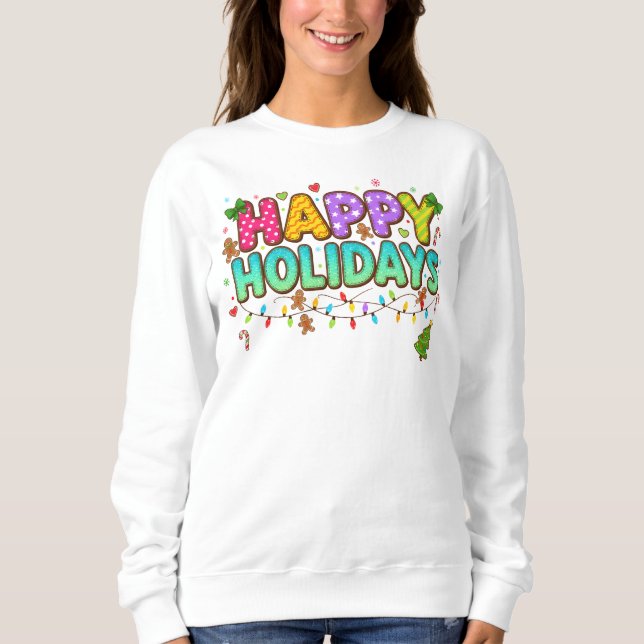 "Färgglatt Glad Jul T-shirt" T Shirt (Framsida)