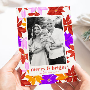 Färgglatt Glad och Ljusstarkt Julstjärna Foto Julkort