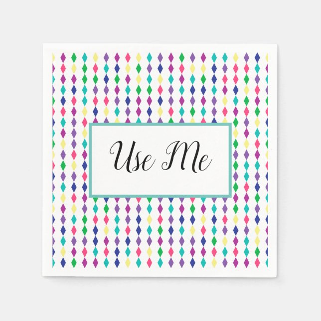 färgglatt glänsande romb mönstrad pappersservett (Framsidan)