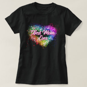Färgglatt gnistrande glitterhjärta bästa mormor nå t shirt