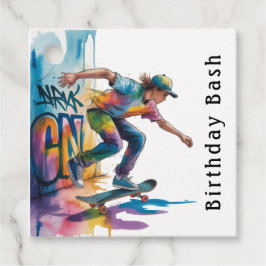 Färgglatt Graffiti Skateboard Birthday Bash Tack Gåvor Etiketter