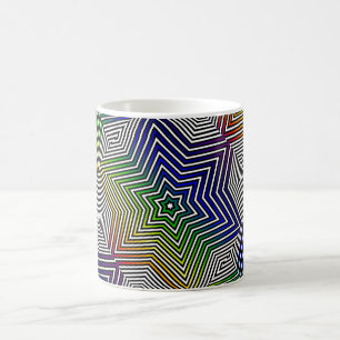 Färgglatt Grafiskt Geometriskt Regnbåge Stjärna Ka Kaffemugg