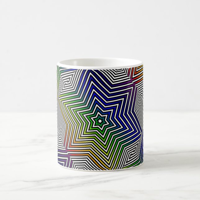 Färgglatt Grafiskt Geometriskt Regnbåge Stjärna Ka Kaffemugg (Center)
