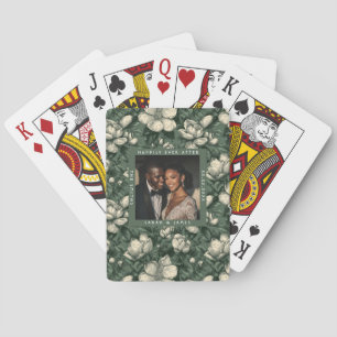 Färgglatt Grönt Gardenia Kronblad Minimalistisk B Casinokort