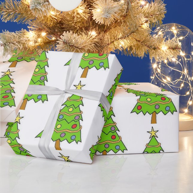 Färgglatt grönt julgranspapper presentpapper (Helgdagar)