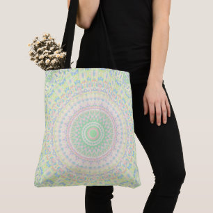 Färgglatt Groovy Boho Hippie Pastell Funky Mandala Tygkasse