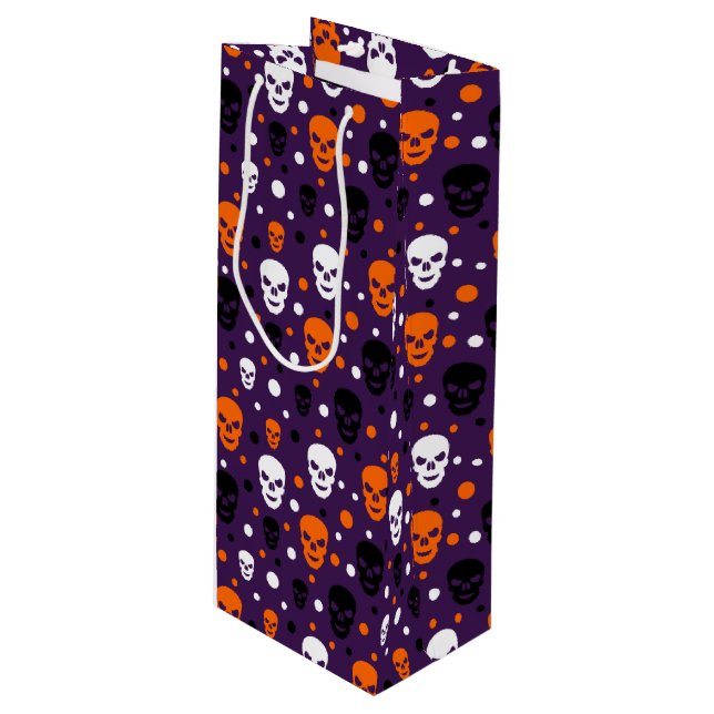 Färgglatt Halloween-kranier Polka Prickar Mönster (Framsidan Vinklad)