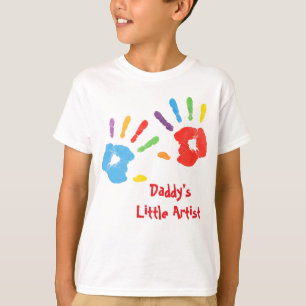 Färgglatt Handavtryck Pappas Lilla Konstnär T Shirt