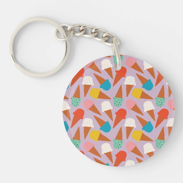 Färgglatt Handritat Mönster för Glasskon (Framsidan)