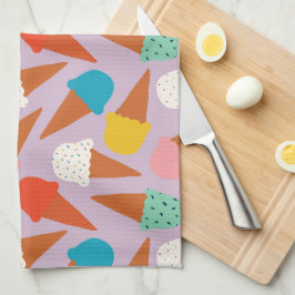 Färgglatt Handritat Mönster för Glasskon Kökshandduk