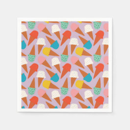 Färgglatt Handritat Mönster för Glasskon Pappersservett