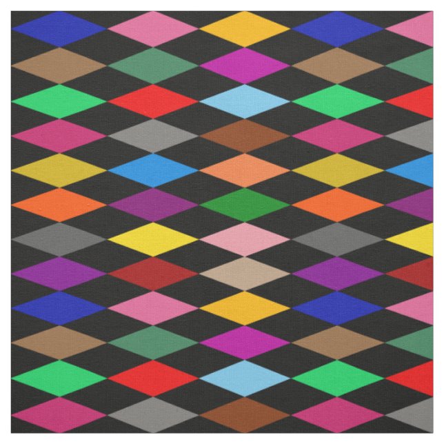Färgglatt Harlequin-diamantdesign Svart  Tyg (Provkarta)