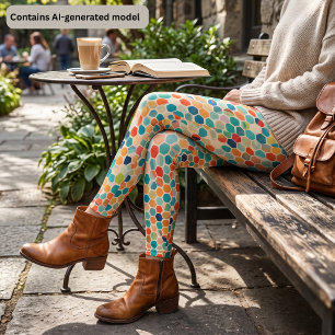 Färgglatt hexagonmosaik leggings