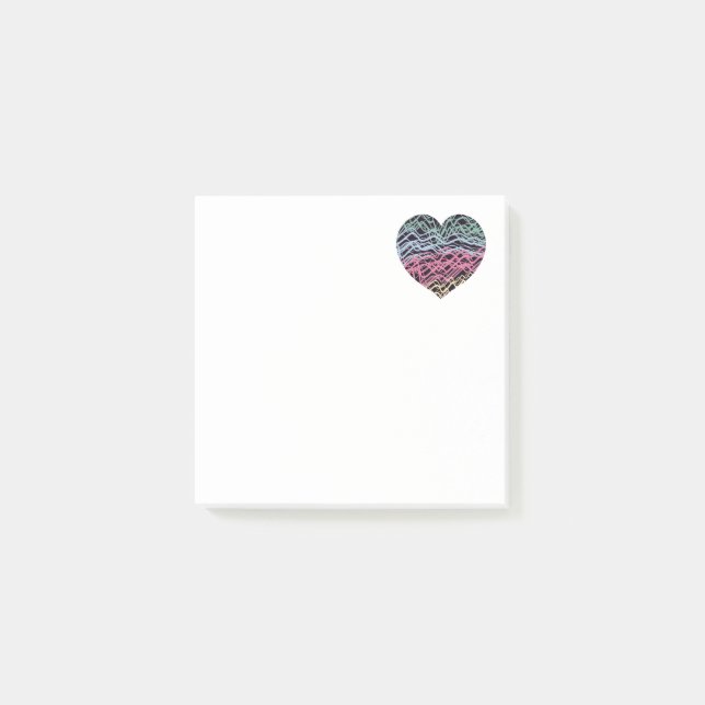 Färgglatt hjärtmotiv post-it block (Framsida)