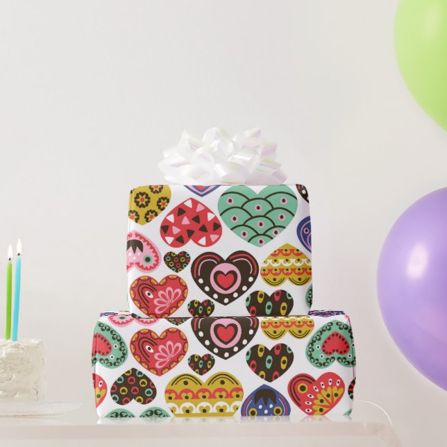 Färgglatt hjärtpapper presentpapper (Festgåvor)