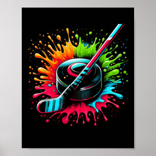 Färgglatt Hockey Tie Dye Färg Hockey Spelare Sport Poster