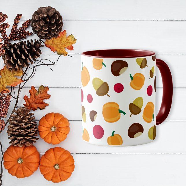 Färgglatt Höst Fall Pumpa Bär Mönster Mugg (Skapare uppladdad)