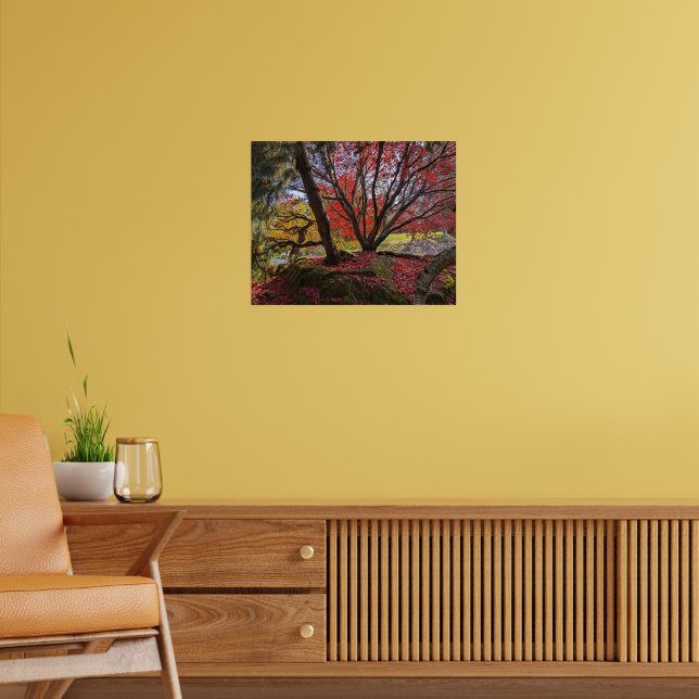 Färgglatt höstlöv och träd landskapsbild poster (Vardagsrum 2)