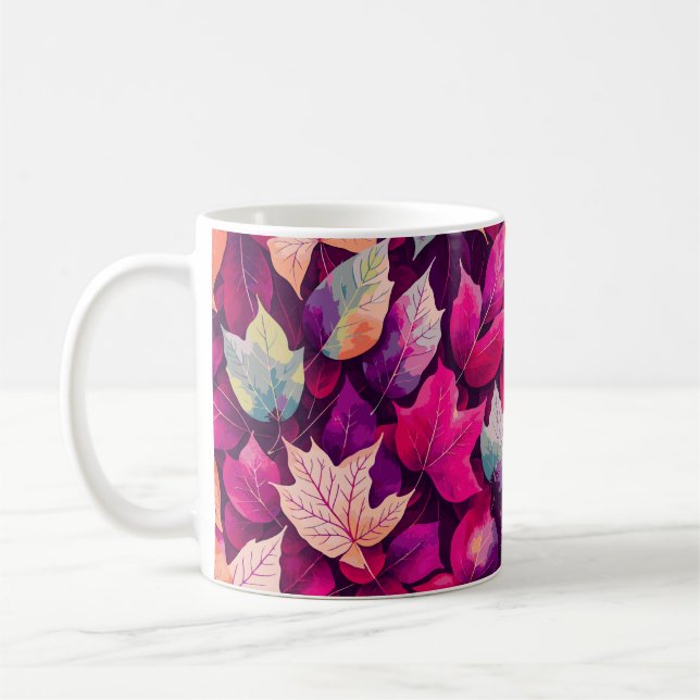 Färgglatt höstlövsmönster-68218 kaffemugg (Vänster)