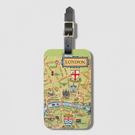 Färgglatt illustrerad karta över London England Bagagebricka