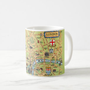 Färgglatt illustrerad karta över London England Kaffemugg